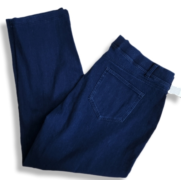 Lands' End Dark Indigo Blue Timeless Straight-Leg Elastic Waist Pull-On Jeans 2X - Picture 5 of 14